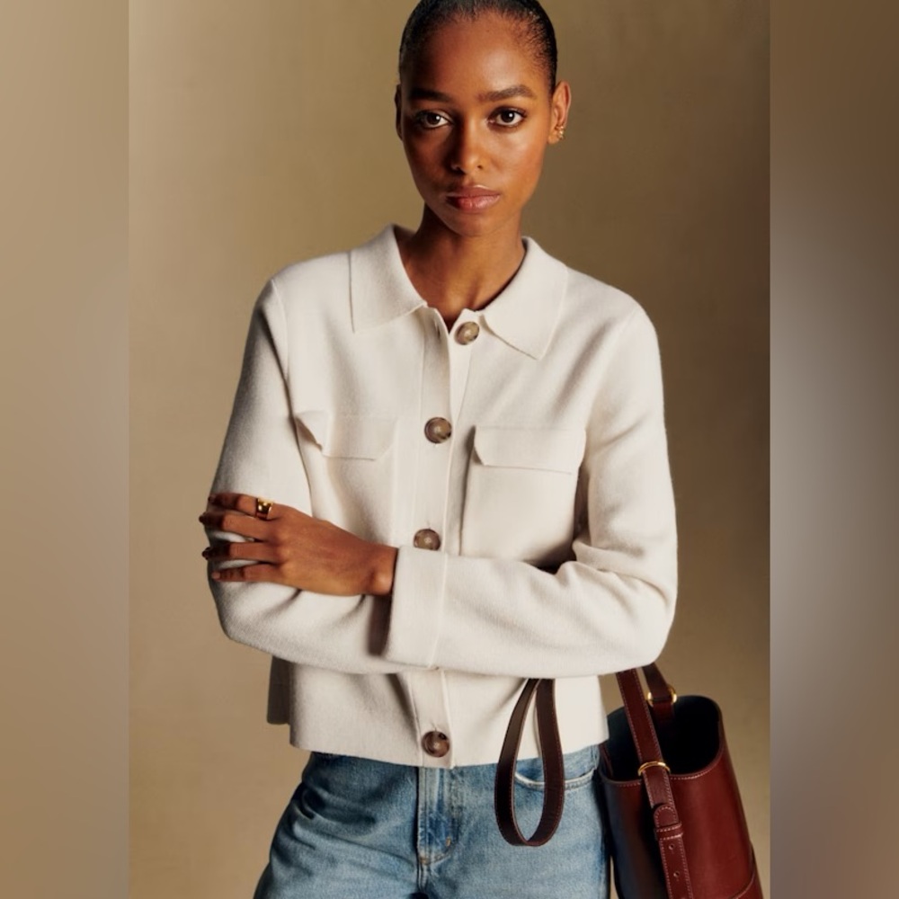 Sézane Betty Cardigan in Ecru (Size S)